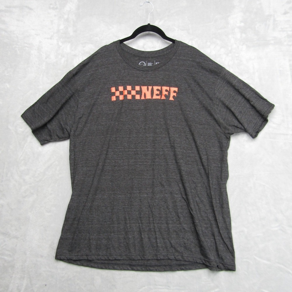 Neff Shirt Mens XXL Checker Flag Pattern Charcoal Heather Tee T Short Sleeve